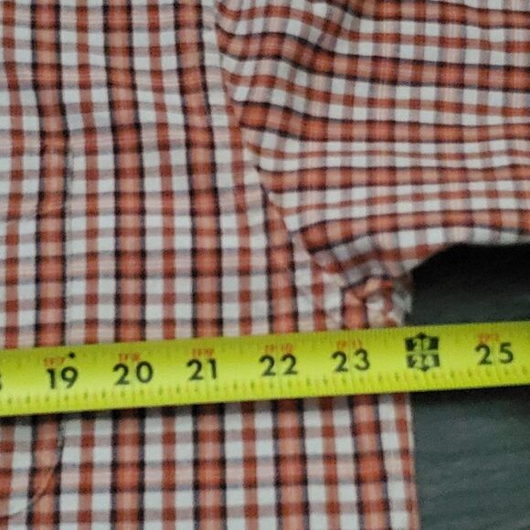 Charter Club L 100% Cotton Orange White Plaid Long Sleeve Button Down Shirt - Picture 9 of 10